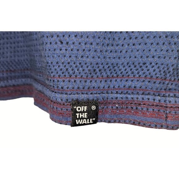 Vans Pullover Shirt Hoodie Mens Sz Medium L/S Blue Red Striped Embroidered Logo - Picture 5 of 6